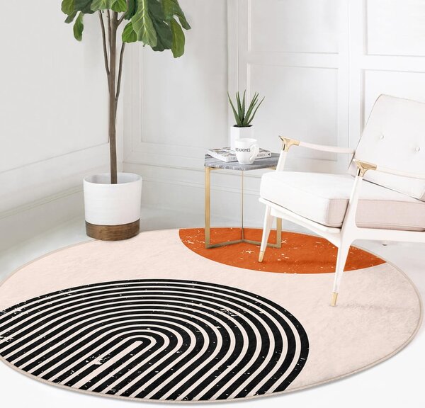 Oranžovo-krémový prateľný okrúhly koberec vhodný pre robotické vysávače ø 120 cm Comfort – Mila Home
