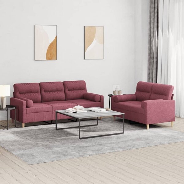 Maison Exclusive – 2-dielna sedacia súprava s vankúšmi, vínovočervená látka