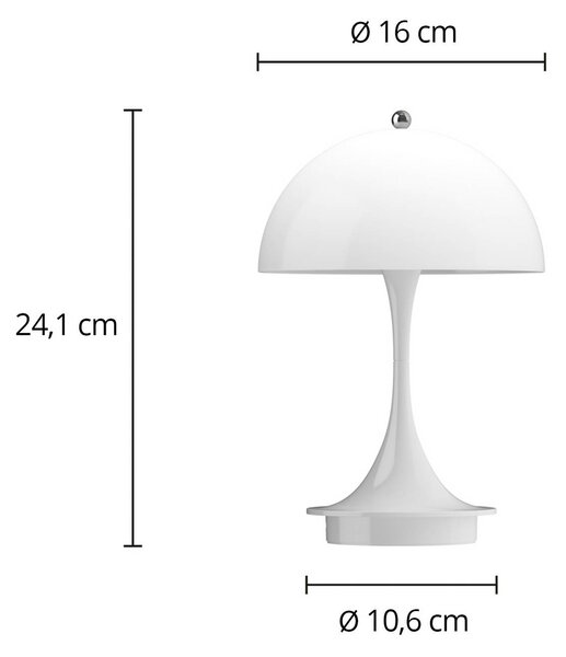 Louis Poulsen Akumulátorová lampa Panthella PORTABLE 160 V3 opálovo biela, Biela / opálová, Obývacia izba / jedáleň, Plast, Dizajn, Stojacie svietidlo