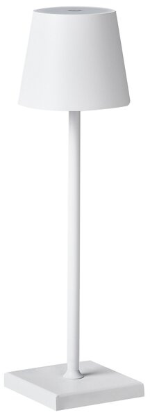 Stolná lampa biela hliníková s dotykovým vypínačom nabíjanie cez USB kábel bezdrôtová moderný štýl interiér exteriér