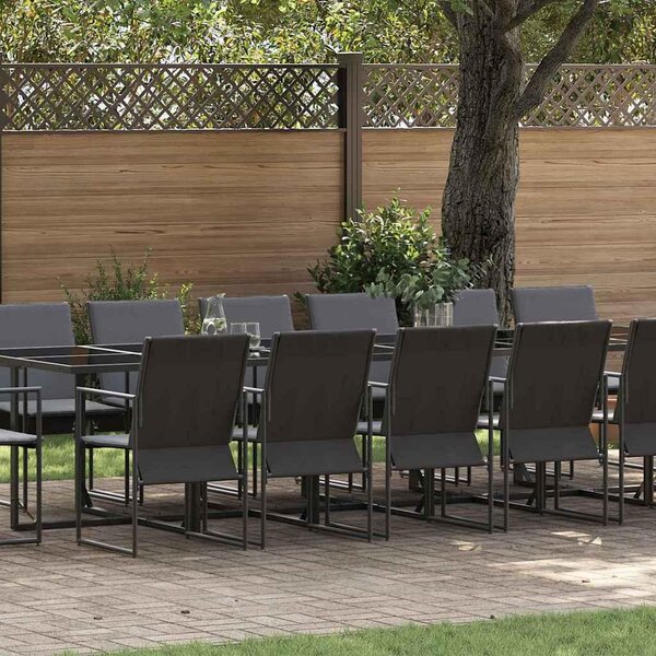 Maison Exclusive - Záhradný jedálenský set 17 pcs Čierna Oceľ