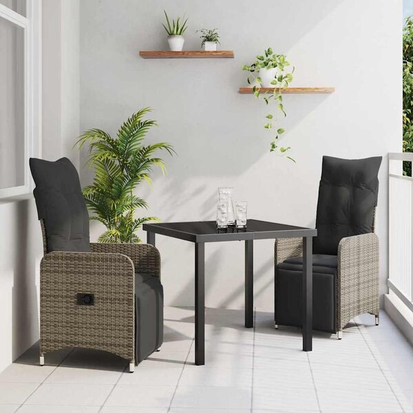 Maison Exclusive – Záhradná jedálenská súprava, 3 kusy, sivý polyratan
