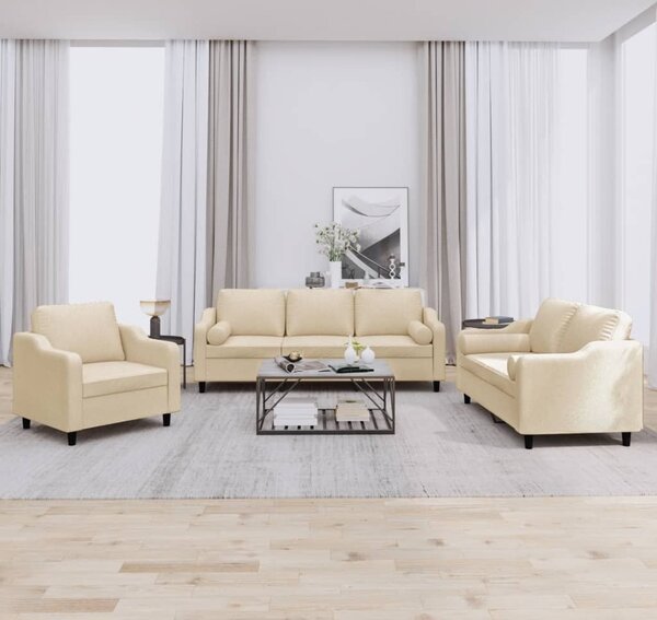 Maison Exclusive – 3-dielna sedacia súprava s vankúšmi, krémová látka