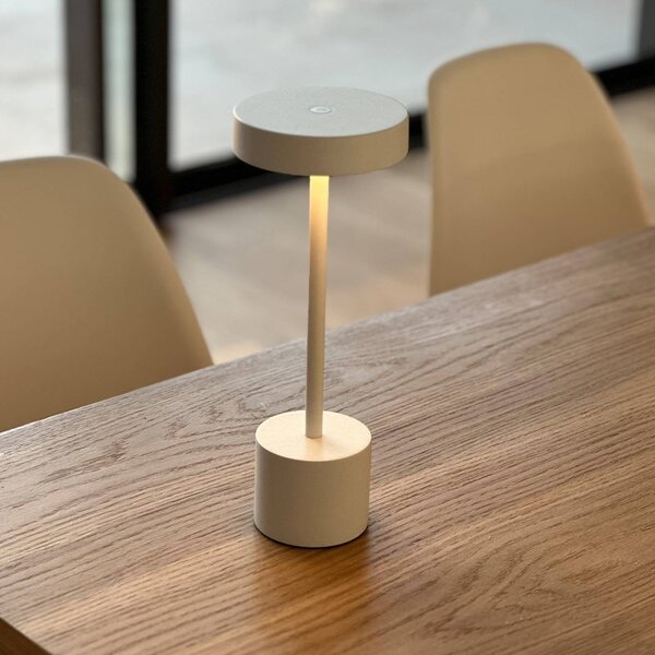 Lumisky Stolová LED lampa Roby na akumulátor, biela, výška 30 cm, IP54, Biela / opálová, Hliník, Moderný, Stojacie svietidlo
