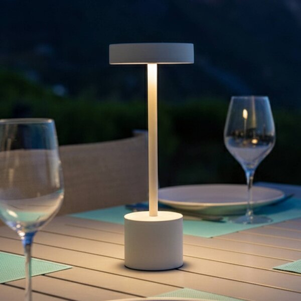 Lumisky Stolová LED lampa Roby na akumulátor, biela, výška 30 cm, IP54, Biela / opálová, Hliník, Moderný, Stojacie svietidlo