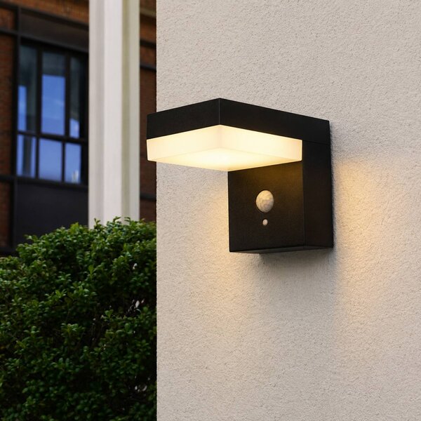Lumisky Solárne nástenné svetlo s LED osvetlením Cenova, čierna, šírka 16 cm, senzor, Čierna, Hliník, Moderný, Nástenné svietidlo