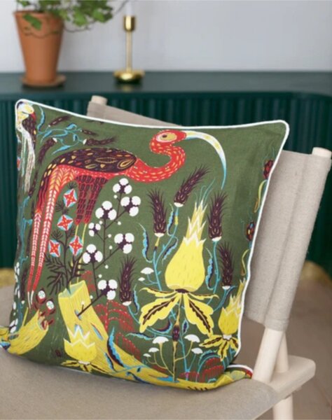 Obliečka na vankúš Crane green 50x50, zeleno-žltá