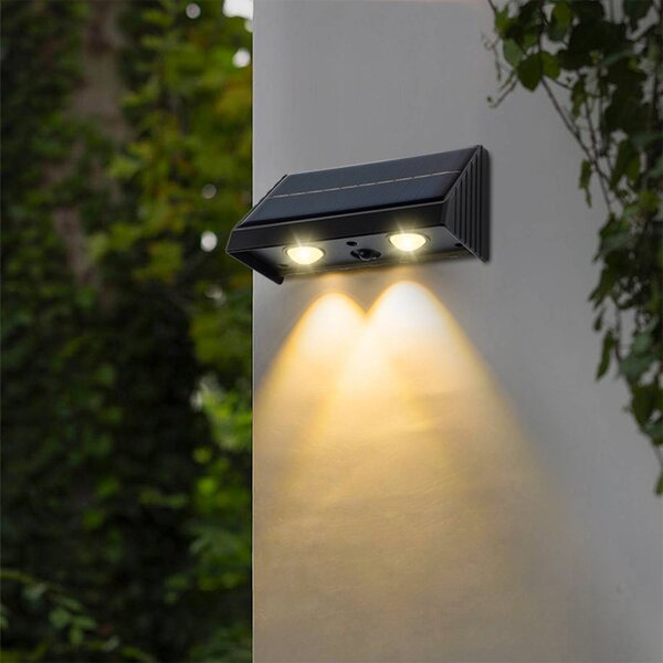 Lumisky Solárne nástenné svetlo s LED osvetlením Kyla, čierna, šírka 11 cm, sada 4 ks, Čierna, Plast, Moderný, Nástenné svietidlo
