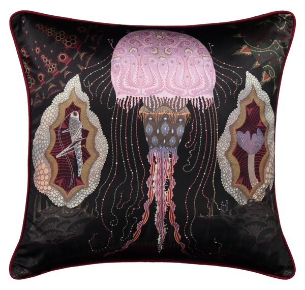 Obliečka na vankúš Cosmic Jellyfish 60x60, čierno-ružová
