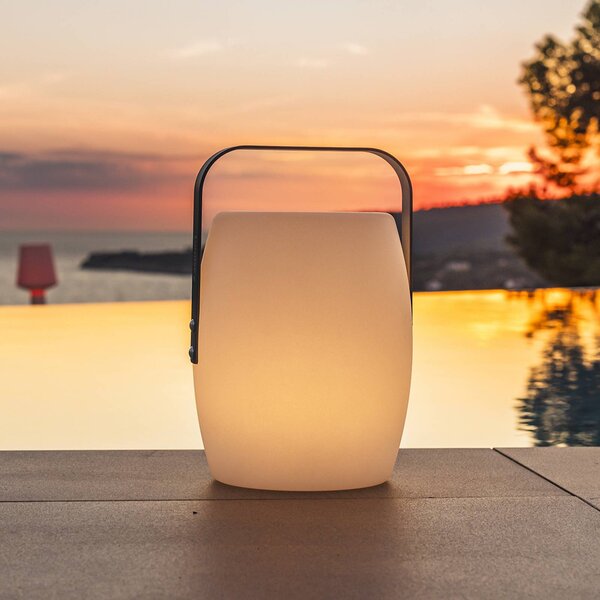 Lumisky Stolová LED lampa na akumulátor Lucy ROCK, biela/sivá, výška 30 cm,, Biela / opálová, Plast, Moderný, Lampáš