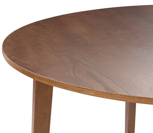 Jedálenský stôl tmavý dub MDF kaučukové drevo ø 120 cm okrúhly retro dizajn obývacia izba jedáleň