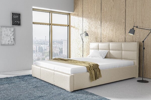Elegantná posteľ Garret s úložným priertorom béžová eko koža 200 x 200