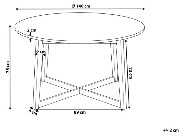 Jedálenský stôl svetlý dub MDF kaučukové drevo ø 120 cm okrúhly retro dizajn obývacia izba jedáleň