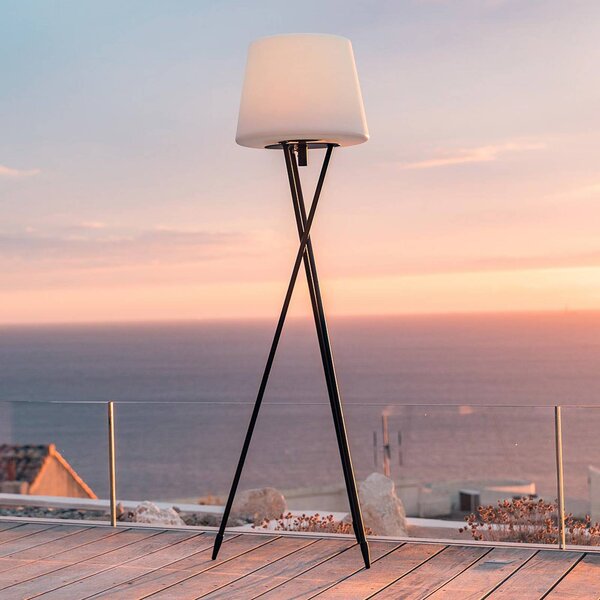 Lumisky LED stojacia lampa na batériu TRY, biela/čierna, výška 150 cm, kovová, RGB, Čierna, kov, Moderný, Trojhran