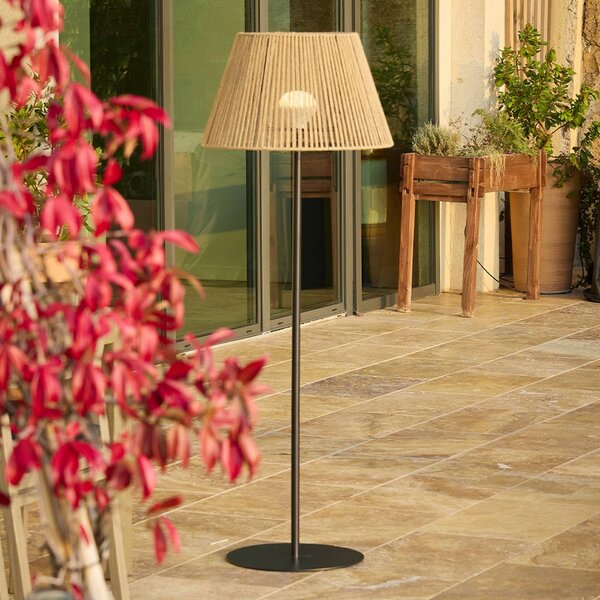 Lumisky LED stojacia lampa Raffy s akumulátorom, čierna/svetlohnedá, výška 166 cm, IP44, Hnedá / hrdzavá, Plast, Moderný, Stojaca lampa