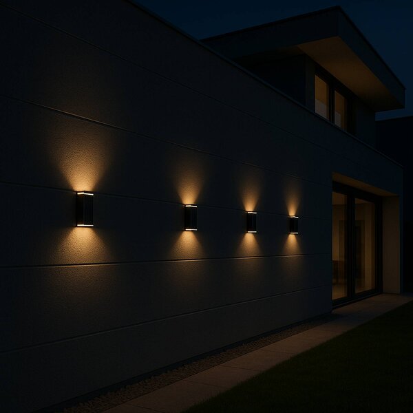 Lumisky Solárne nástenné svetlo s LED osvetlením Rody, čierna, výška 16 cm, sada 2 ks,, Čierna, Plast, Moderný
