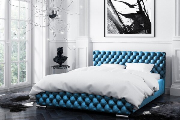Čalúnená posteľ Farida s úložným priestorom modrá 180 x 200