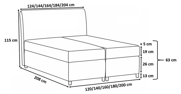 Elegantná čalúnená posteľ Komala s úložným priestorom svetlo béžová 160 x 200 + topper zdarma