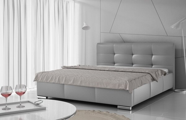Luxusná čaúnená posteľ Latium s úložným priestorom šedá eko koža 200 x 200