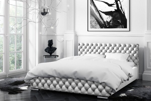 Čalúnená posteľ Farida s úložným priestorom šedá 180 x 200