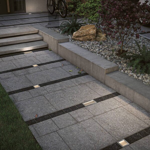 Paulmann LED solárna podlahová svietidlo Sorea, železo, dĺžka 10 cm, 3000 K, Hliník / sivá / zinok, Nehrdzavejúca oceľ, Zapustené podlahové svetlo