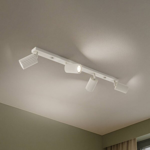 SOLLUX LIGHTING Stropné reflektory Carbon, béžová farba, dĺžka 81 cm, hliník, 4 svetlá., Krémová / jantárovo žltá, Obývacia izba / jedáleň, Hliník, Moderný, Stropné svetlo