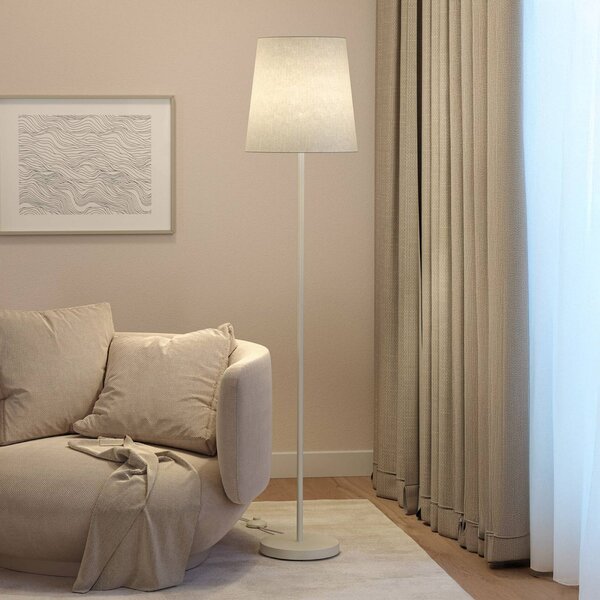 Paulmann Stojacia lampa Stellan, krémová, výška 161 cm, látka/kov, Krémová / jantárovo žltá, Obývacia izba / jedáleň, kov, Moderný, Stojaca lampa