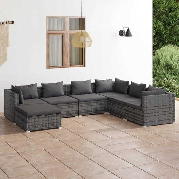 Maison Exclusive – 7-dielna záhradná súprava s vankúšmi Poly Rattan Grey
