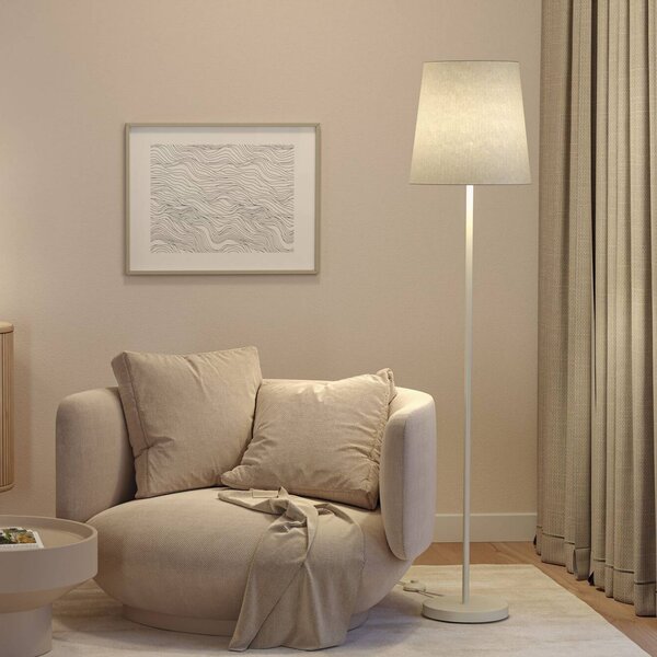 Paulmann Stojacia lampa Stellan, krémová, výška 161 cm, látka/kov, Krémová / jantárovo žltá, Obývacia izba / jedáleň, kov, Moderný, Stojaca lampa