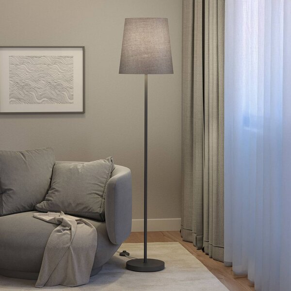 Paulmann Stojacia lampa Stellan, sivá, výška 161 cm, látka/kov, Hliník / sivá / zinok, Obývacia izba / jedáleň, kov, Moderný, Stojaca lampa