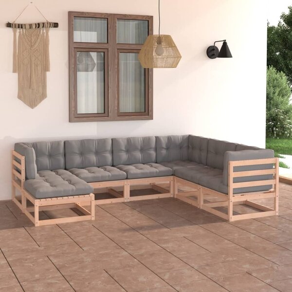 Maison Exclusive – 7-dielna záhradná súprava s vankúšmi z masívneho borovicového dreva