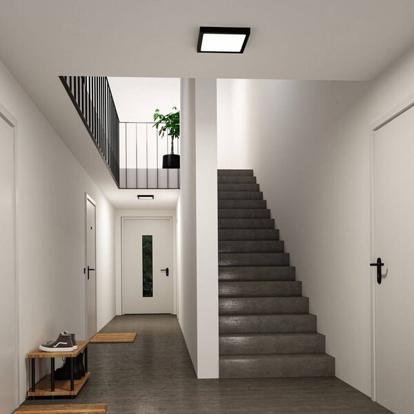 Paulmann LED panel Abia 2, dĺžka 30 cm, čierny, plast, Čierna, Obývacia izba / jedáleň, Plast, Moderný, Stropné svetlo