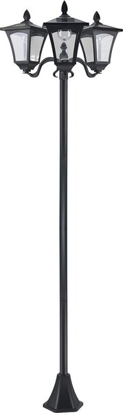 Záhradná solárna lampa 842-109, záhradná lampa s 3 plameňmi, nerezová oceľ, čierna, 51,5 x 47 x 182,5 cm