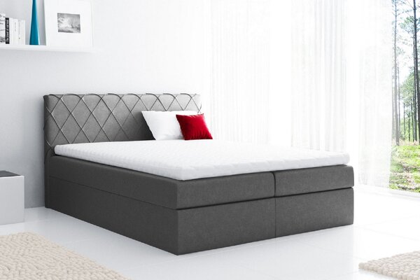 Pohodlná čalúnená posteľ Perez 120x200, šedá + TOPPER