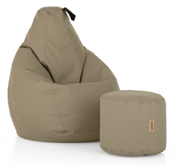SakyPaky Set sedací vak HRUŠKA a TABURET béžová
