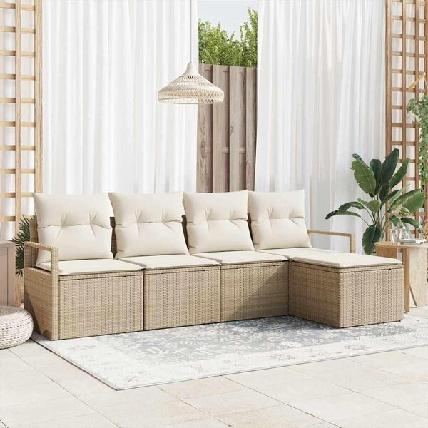 Maison Exclusive – Sedacia súprava, 5 kusov, béžová [syntetický materiál]: Polyratan