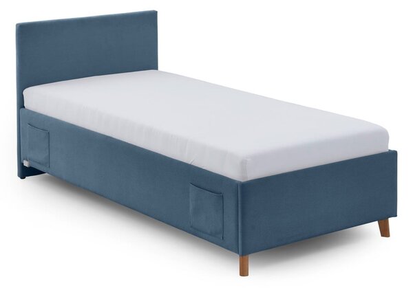 Modrá čalúnená detská posteľ s úložným priestorom s roštom 90x200 cm Cool – Meise Möbel