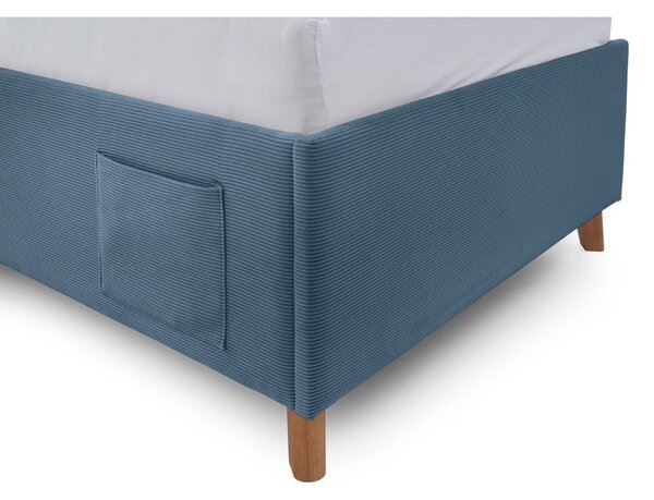 Modrá čalúnená detská posteľ s úložným priestorom s roštom 90x200 cm Cool – Meise Möbel