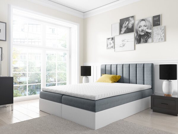 Dvojfarebná manželská posteľ Azur 120x200, šedomodrá + biela eko koža