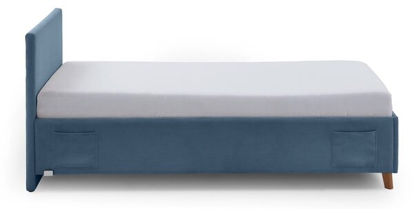 Modrá čalúnená detská posteľ s úložným priestorom s roštom 90x200 cm Cool – Meise Möbel