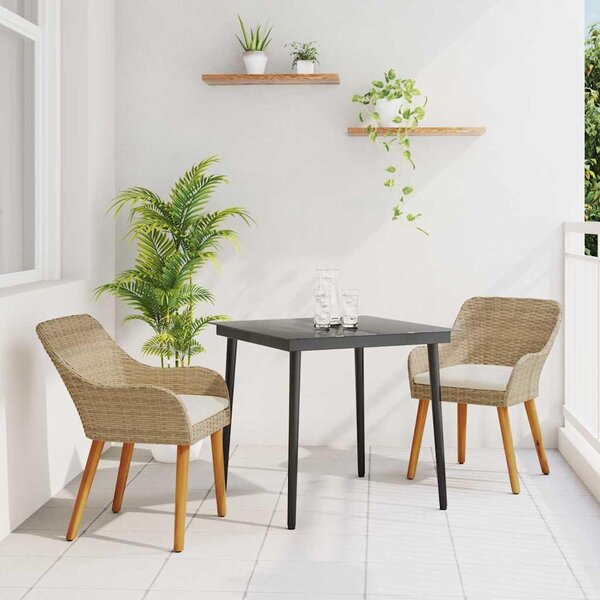 Maison Exclusive - Záhradný jedálenský set s vankúšom 3 pcs Béžová polyratan