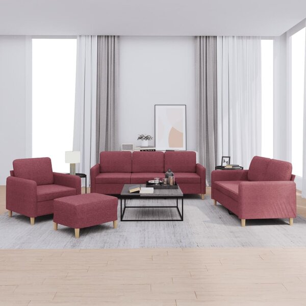 Maison Exclusive – 4-dielna sedacia súprava s vankúšmi, vínovočervená látka