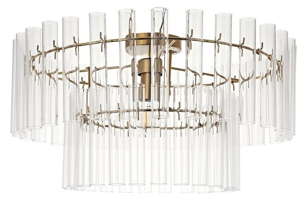 Stropné Lampa Lucande, Leanna, stmievateľné, Transparentná, Obývacia izba, Sklo, Moderný