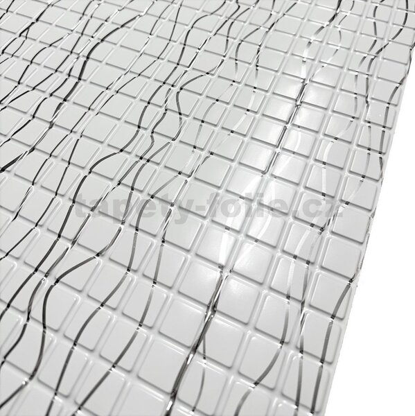 Obkladové panely 3D PVC TP10028315, rozmer 955 x 480 mm,mozaika biela so striebornými vlnovkami, GRACE
