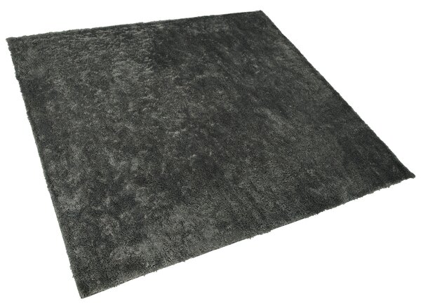 Koberec shaggy tmavosivý zmes bavlny a polyesteru 200 x 200 cm huňatý s vysokým vlasom