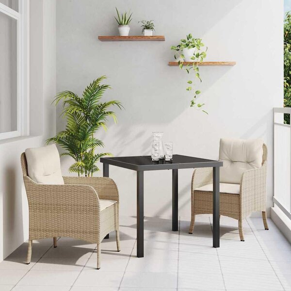 Maison Exclusive – Záhradná jedálenská súprava, 3 kusy, béžová, umelý ratan