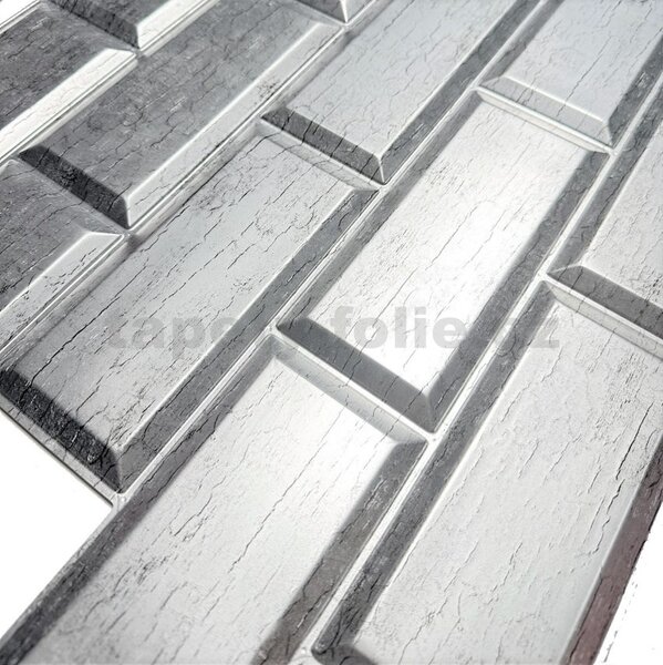Obkladové panely 3D PVC TP10028319, rozmer 966 x 484 mm, obklad metalický, GRACE