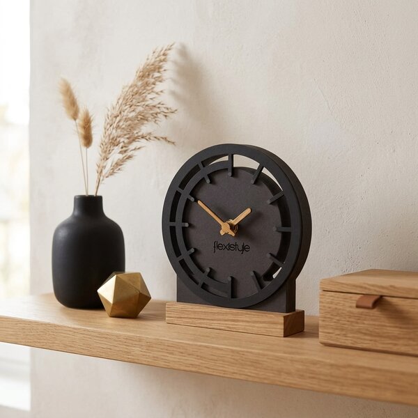 Dekorstudio Drevené stolové hodiny BLACK OAK 2 - čierne
