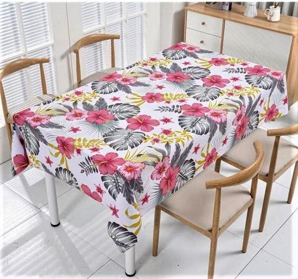 Obrus PVC 3581461, metráž, 20 m x 140 cm, ružové kvety s listy monstera, IMPOL TRADE