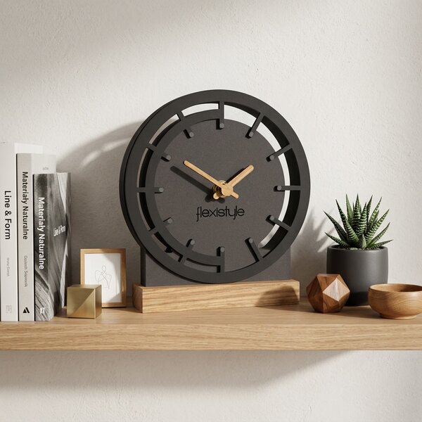 Dekorstudio Drevené stolové hodiny BLACK OAK 2 - čierne